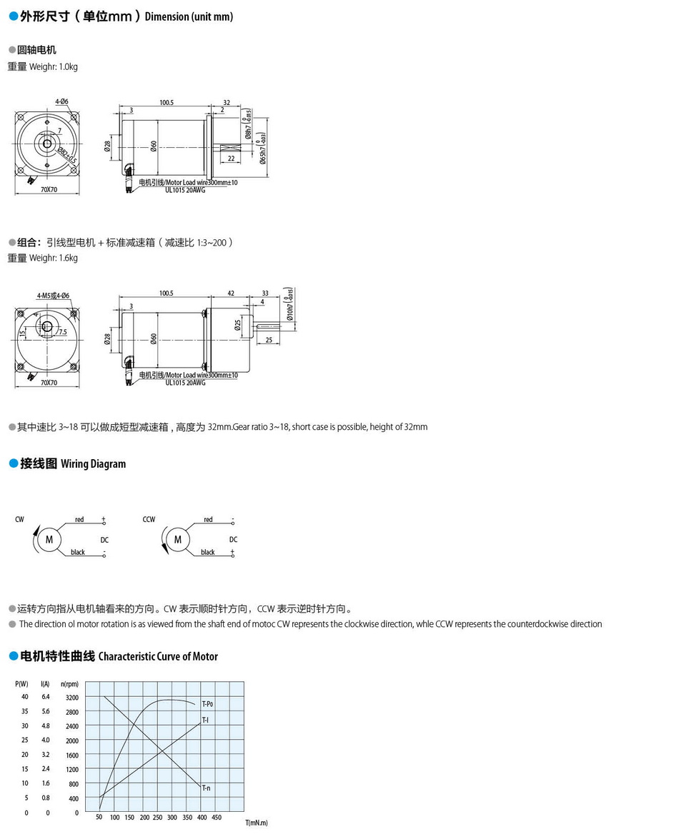 有刷直流電機(jī)25W